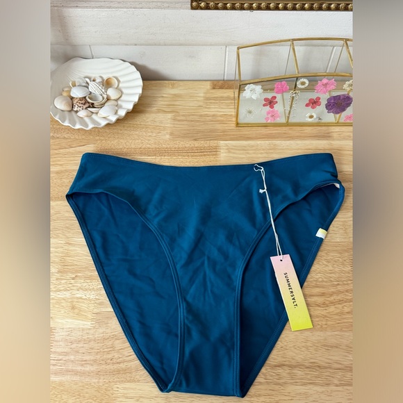NWT Summersalt The High Leg Mid Rise Bikini Bottom In Blue Size 10 Beach Summer - Picture 9 of 11